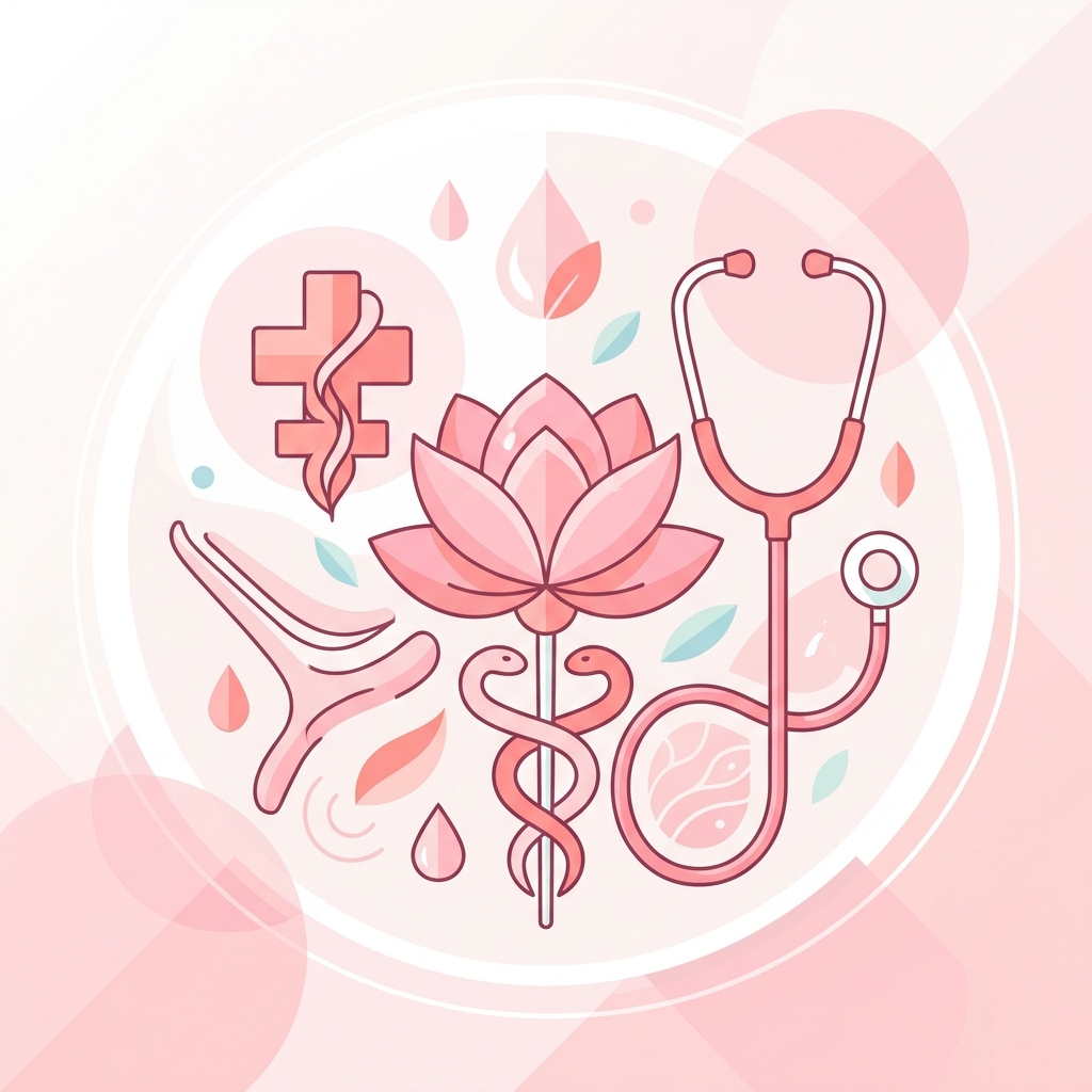 Símbolos de salud íntima femenina y ginecoestética funcional